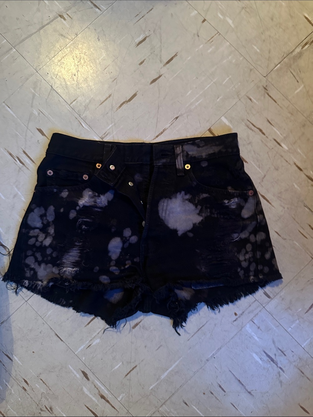 Vintage Levi’s Black Bleached Denim Cutoff Shorts
